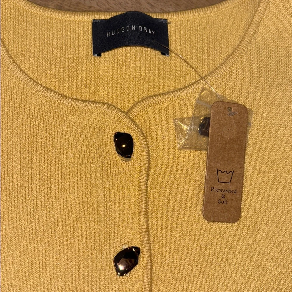 Boutique Yellow Knit Trendy Vest Top Large NWT NEW Hudson Gray Spring - Picture 5 of 6